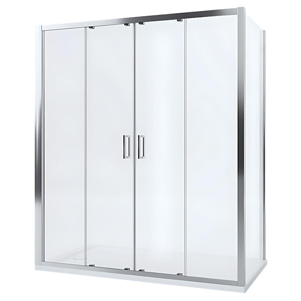 Mira Leap 2 Door Sliding Shower Enclosure with Panels and Handles - Silver Frame
