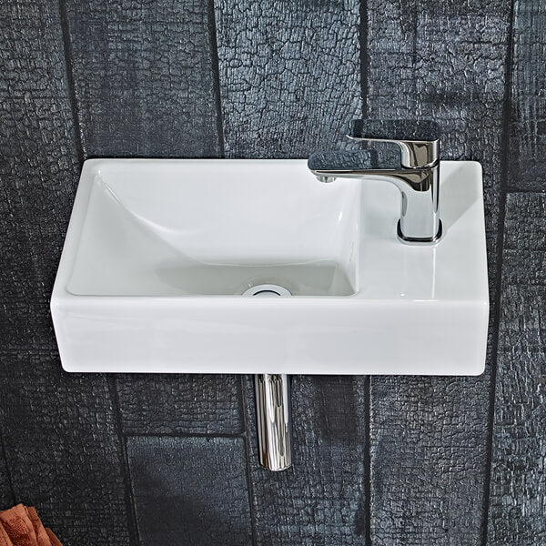 Tavistock Dimension White Wall Hung 460mm Basin - 1 Right Hand Tap Hole