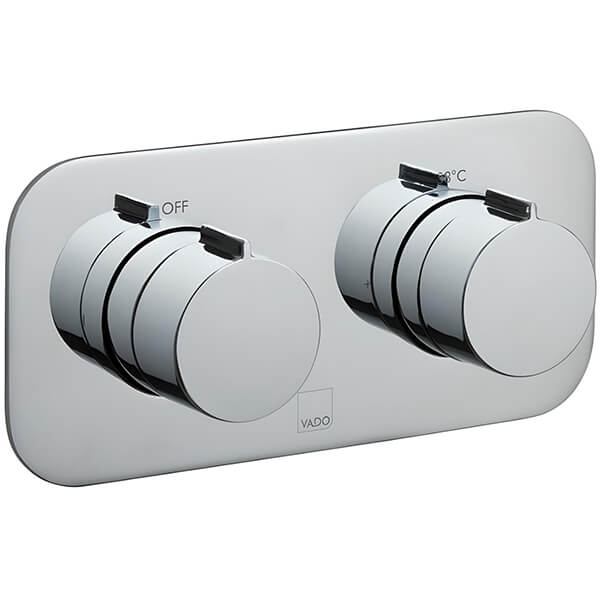 Vado Tablet Altitude Chrome Recessed Thermostatic Shower Valve - Rectangular Trim - 2 Control