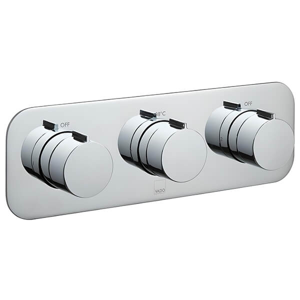 Vado Tablet Altitude Chrome Concealed Thermostatic Shower Valve - Rectangular - 3 Control