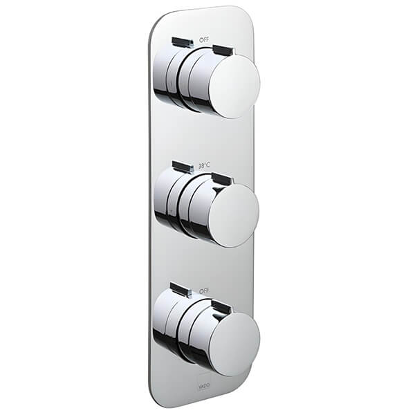 Vado Tablet Altitude Chrome Concealed Thermostatic Shower Valve - Rectangular - 3 Control