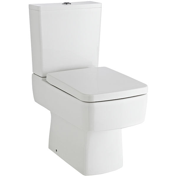 Nuie Bliss Jewel White contemporary bathroom suite with sleek bathtub, toilet, and sink, featuring modern design and clean lines.