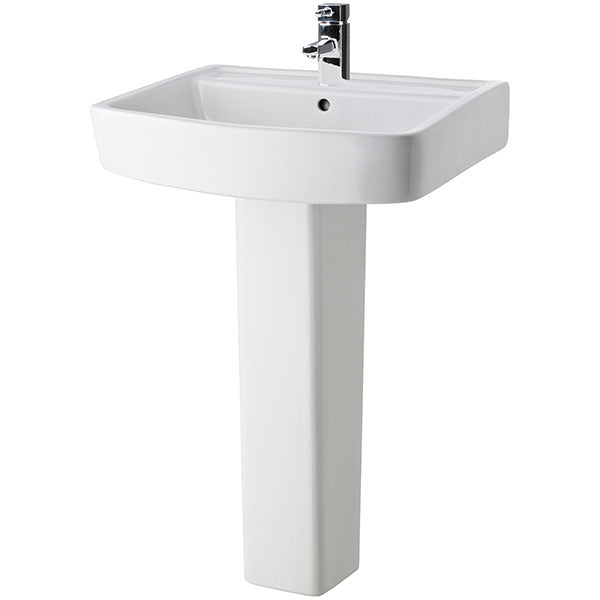 Nuie Bliss Jewel White contemporary bathroom suite featuring a modern bathtub, toilet, and sink with sleek, clean design details.