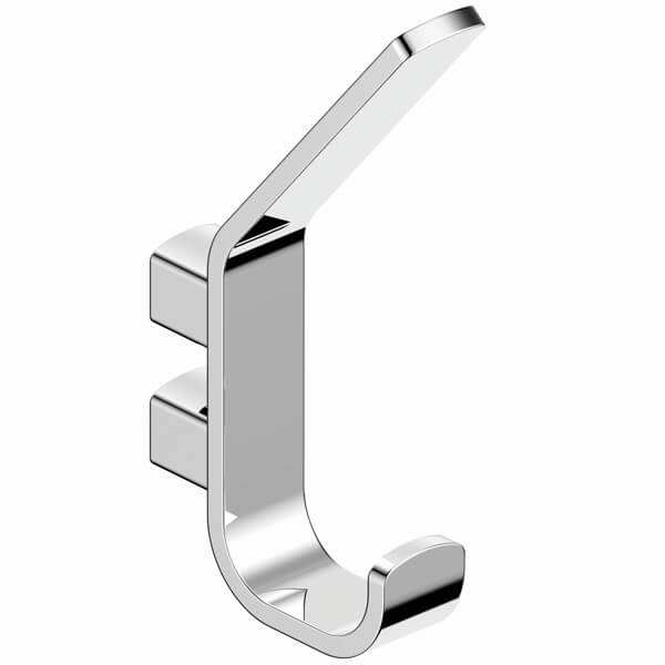 Tuskan Tiles RAK Petit Square Robe Hook mounted on wall, showcasing modern design and durable metal construction.