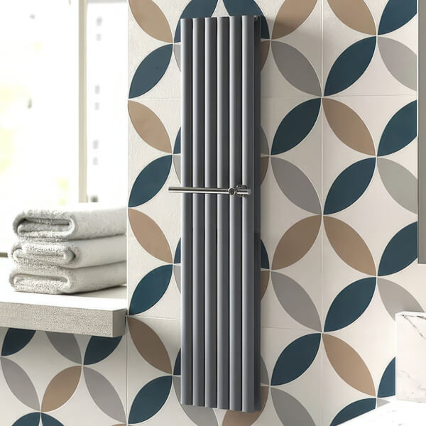Chrome Hudson Reed towel rail for Revive radiator, featuring a sleek, modern design with multiple bars for towels.