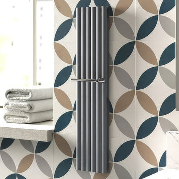 Chrome Hudson Reed towel rail for Revive radiator, featuring a sleek, modern design with multiple bars for towels.