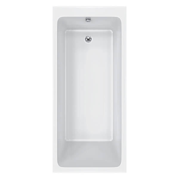 White Carron Quantum single-ended straight bath by Tuskan Tiles, 5mm acrylic, 1700 x 700mm, with smooth finish and clean lines.