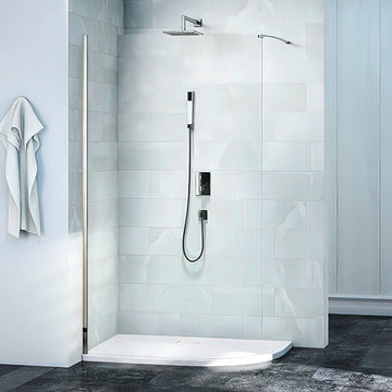 Merlyn 8-Series Frameless Walk In Curved Shower Screen with Rail - Reversible