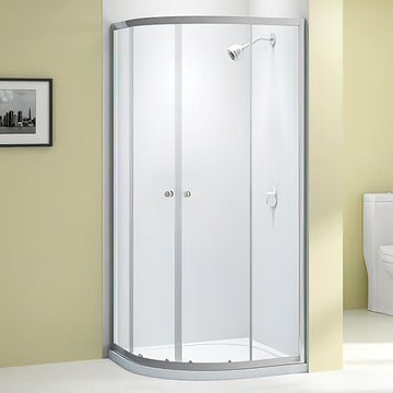 Merlyn Ionic Source sliding quadrant shower enclosure with chrome frame and two doors, modern bathroom shower solution