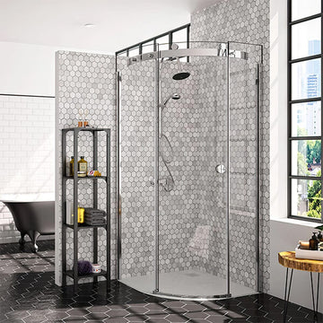 Merlyn 10-Series Semi-Frameless Sliding Shower Quadrant 800 x 800mm - Chrome Finish