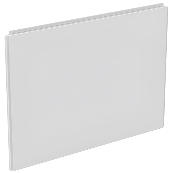 White acrylic Ideal Standard Tempo Cube bath end panel with dimensions 785 x 570mm, designed for bathtub enclosure.