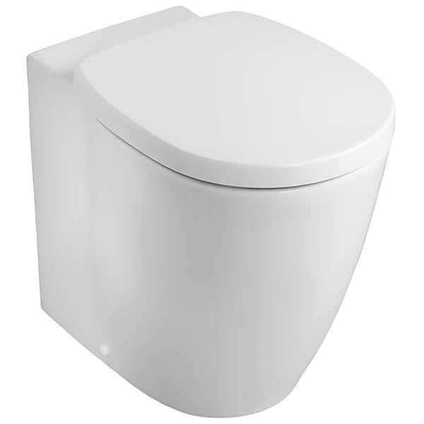 Ideal Standard Concept Freedom white back to wall WC pan with raised height, measuring 365x555mm, installed in a modern bathroom.
