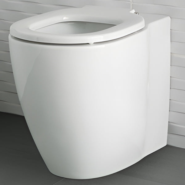 Ideal Standard Concept Freedom white back-to-wall WC pan with raised height, measuring 365x555mm, installed in a modern bathroom setting.