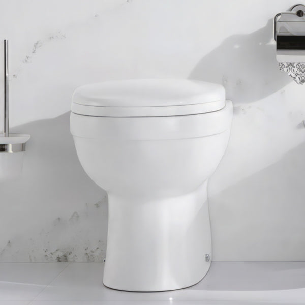White back-to-wall WC pan by IMEX Ivo, floorstanding design, 345x500mm, ideal for modern bathroom setups.