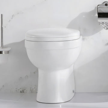 White back-to-wall WC pan by IMEX Ivo, floorstanding design, 345x500mm, ideal for modern bathroom setups.