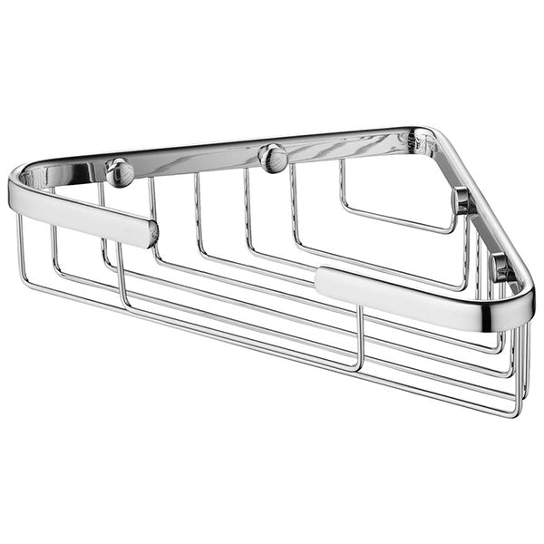 Chrome wall-mounted corner shower basket by Ideal Standard IOM, 211x127mm, designed for bathroom storage.