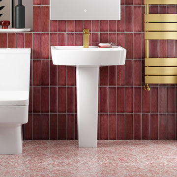 Nuie Bliss 520 x 420mm Square 1 Tap Hole White Basin And Pedestal