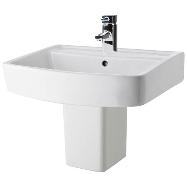 Nuie Bliss 520 x 420mm Square 1 Tap Hole White Basin And Pedestal