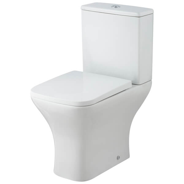 Nuie Ava closed coupled rimless toilet with cistern and soft-close seat, 375 x 610mm, featuring modern design and smooth finish