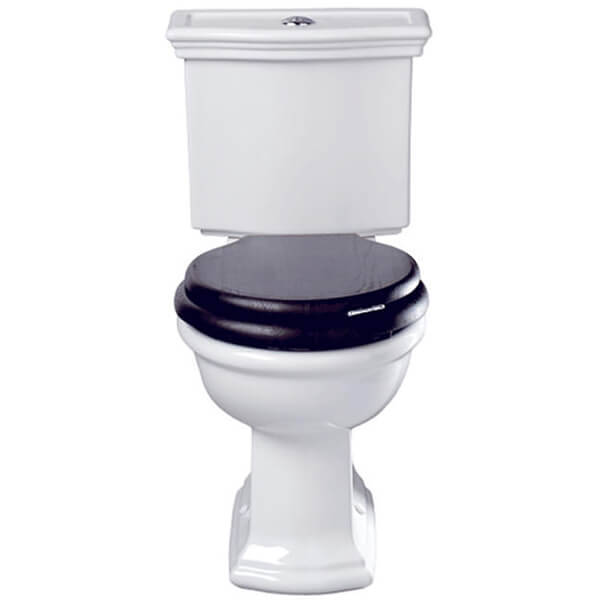 White Imperial Firenze close coupled WC pan with cistern, displayed in a clean, modern bathroom setting, by Tuskan Tiles.