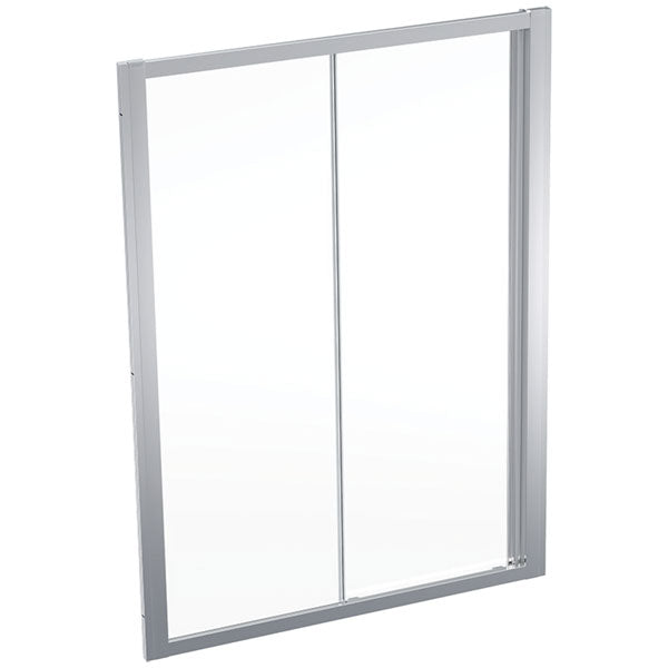 Geberit Geo Rectangular Sliding Shower Door - Silver Aluminium Frame - Reversible