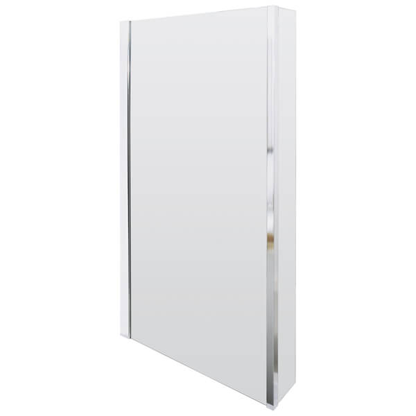 Nuie Square white acrylic L-shaped bath with shower screen and front panel, designed for modern bathroom installations.