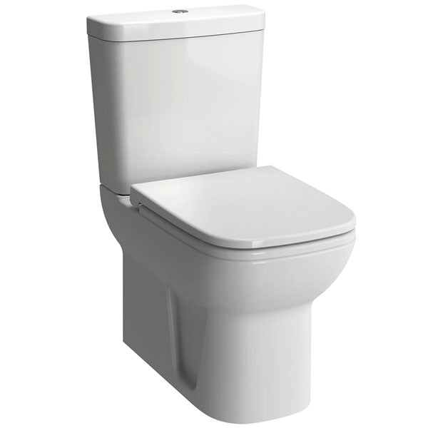 VitrA S20 white back-to-wall close coupled WC pan with cistern, 360x600mm, shown in a bathroom setting