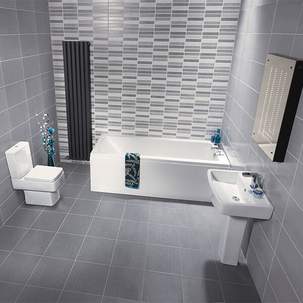 Nuie Bliss Jewel White contemporary bathroom suite with sleek toilet and sink, modern design, and clean white finish.