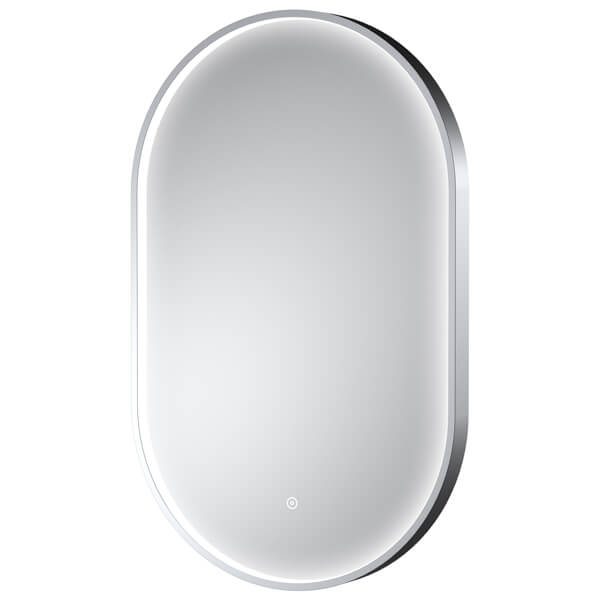 Hudson Reed Columba Oval LED Mirror with Demister Pad - Aluminium Frame - 500 x 800mm