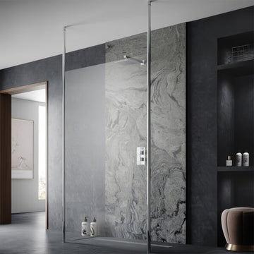 Hudson Reed Frameless Walk In Shower Screen with Chrome Ceiling Post