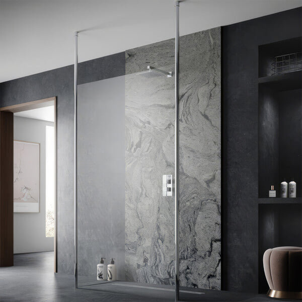 Hudson Reed Frameless Walk In Shower Screen with Chrome Ceiling Post