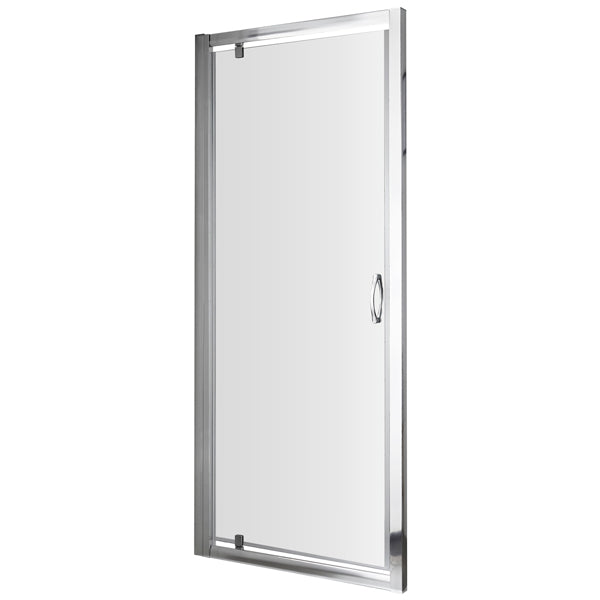 Nuie Ella Pivot Shower Door with Handle - Reversible - Clear Glass - Chrome Frame