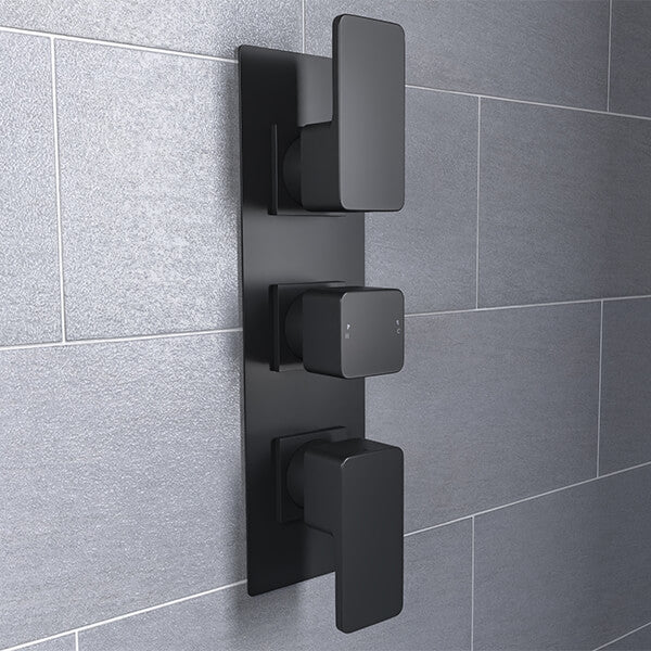 Nuie Windon Concealed Thermostatic Shower Valve - Rectangular Trim - 3 Control