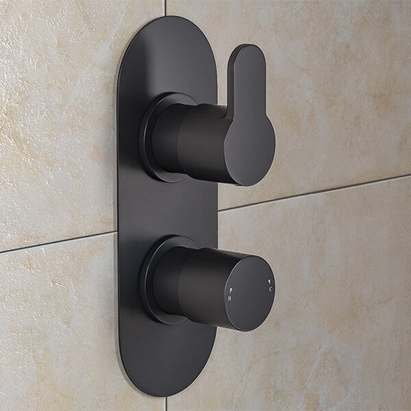 Nuie Arvan Contemporary Concealed Thermostatic Shower Valve - Oval Trim - 2 Control