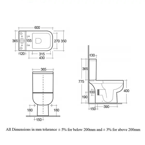 White RAK Series-600 full access WC pack with urea soft-close seat, 350x600mm, designed for modern bathroom installations