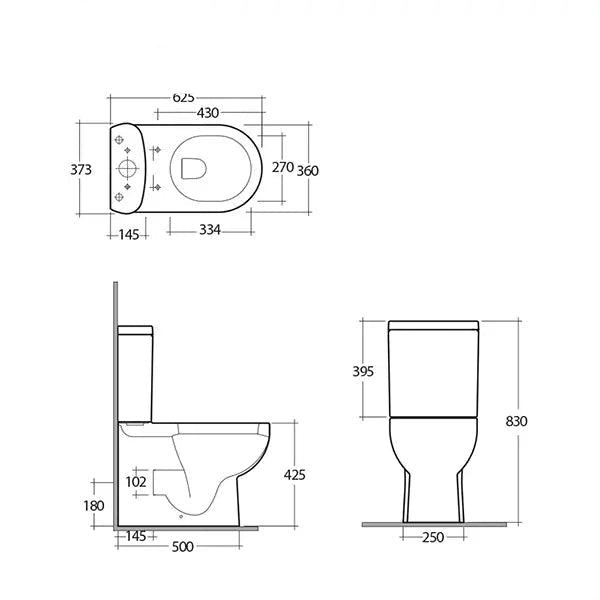 Tuskan Tiles RAK Tonique close coupled back to wall WC pack with soft close seat, 360x625mm, modern bathroom fixture