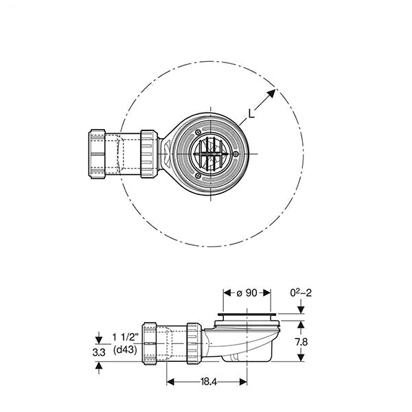 Geberit D90 Ready To Fit Shower Trap and Waste Set with Drain Cover