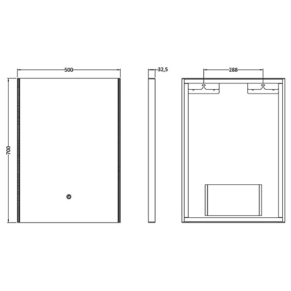 Hudson Reed Anser Portrait LED Borderlit Mirror with Built-In Demister Pad - 500 x 700mm