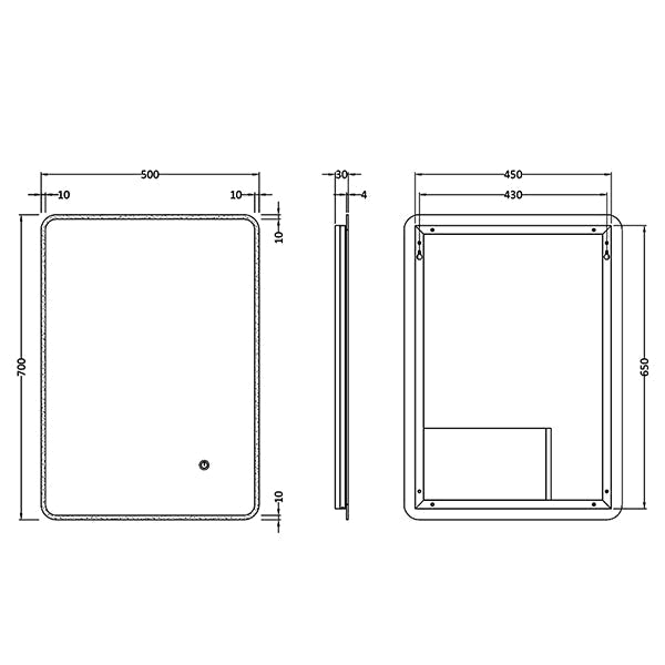 Hudson Reed Lynx Portrait Ambient LED Borderlit Mirror with Demister Pad - 500 x 700mm
