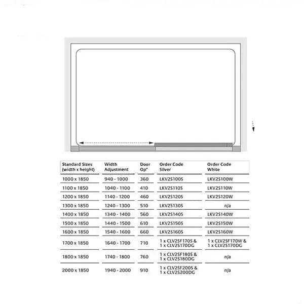 Lakes Classic Semi-Frameless Sliding Shower Door - Aluminium Profile