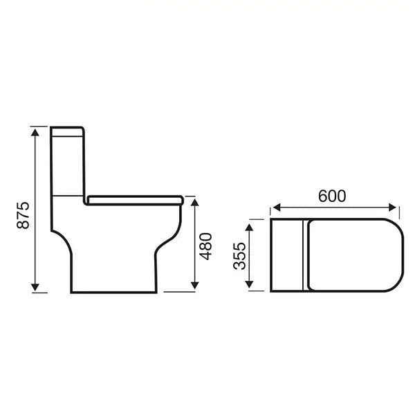 White Tuskan Tiles K-Vit Options-600 close coupled toilet with cistern, comfort height, 355x600mm, modern bathroom fixture