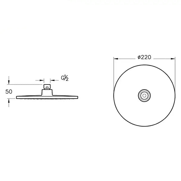VitrA Rain-L Round Chrome Contemporary Shower Head - 1 Spray Mode - 220 x 220mm