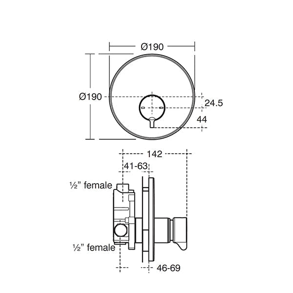 Armitage Shanks Contour-21 Chrome Round Concealed Manual Shower Valve - Self-Closing