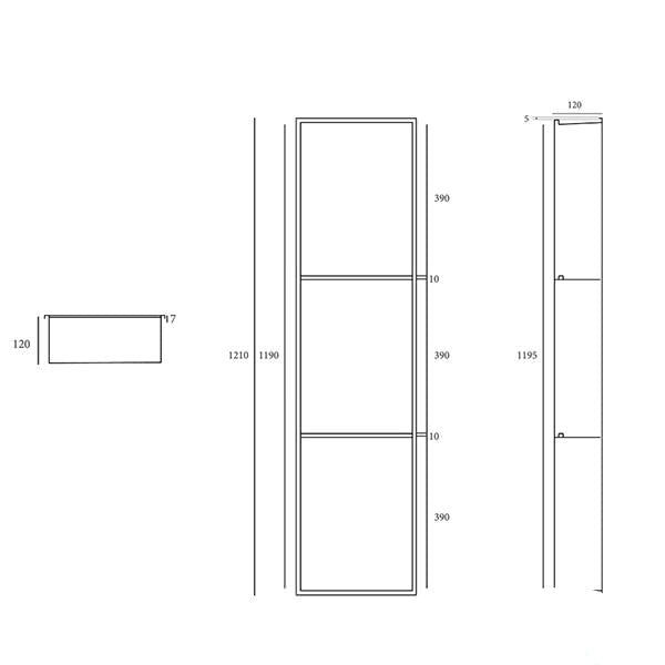 Recessed niche with two shelves and LED lighting, Tuskan Tiles RAK INGOT style, measuring 305x1210mm, for bathroom or shower.