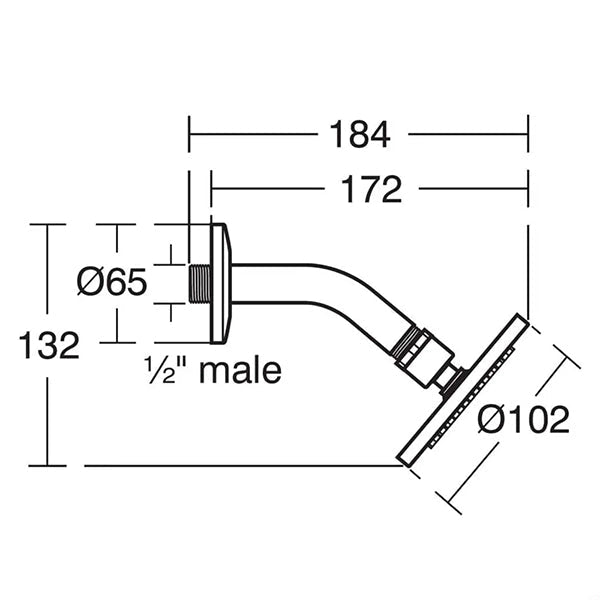 Ideal Standard Idealrain S1 Round Fixed Chrome Rainshower with Arm - 102 x 102mm - Single Spray