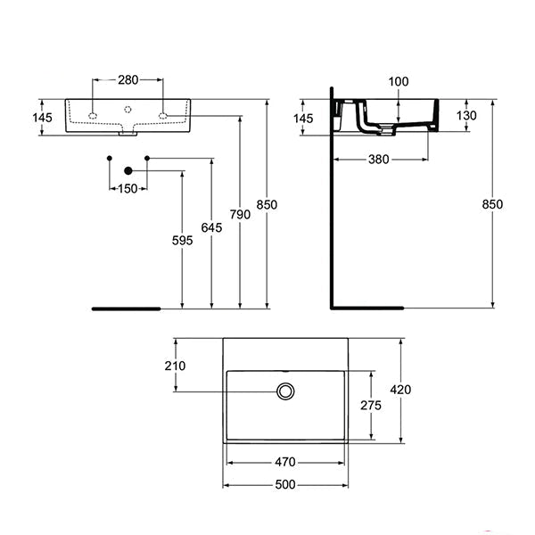 Armitage Shanks Edit S 500mm White Washbasin With Overflow