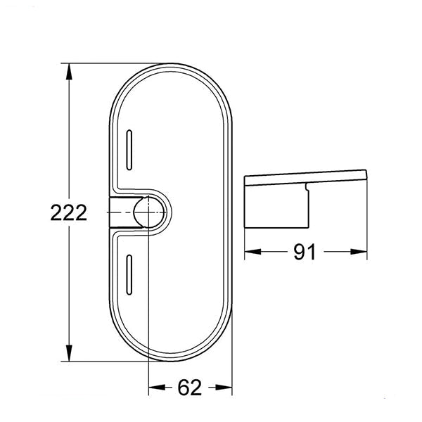 Grohe Tempesta acrylic soap dish with easy reach design, measuring 22x91mm, mounted on a bathroom wall.