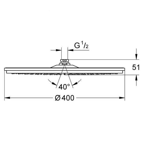 Grohe Chrome Round Rainshower - Swivel Ball Joint - 400 x 400mm
