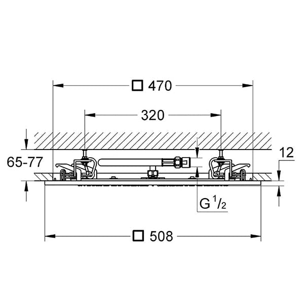 Grohe F-Series Chrome Square Fixed Rain Shower Head - Ceiling Mounted - 508 x 508mm
