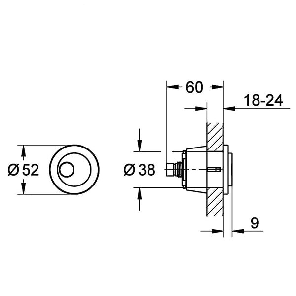 Grohe Round Dual Flush Push Buttons - Chrome - 52 x 52mm